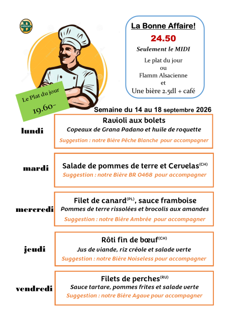 Plats du jour de la semaine